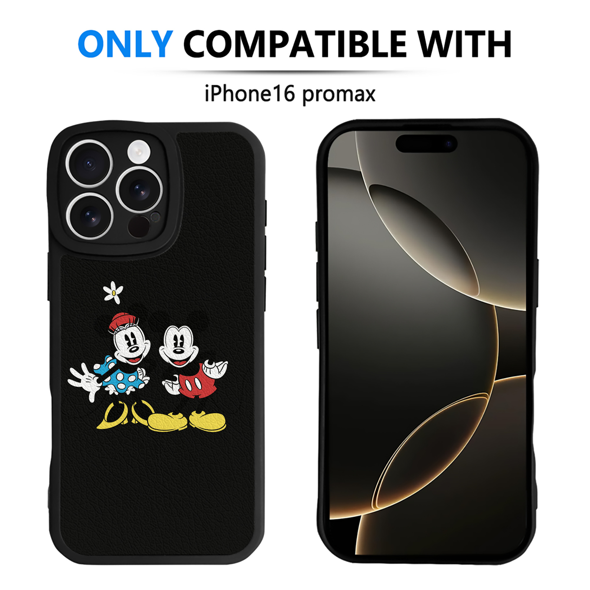 （画像用） ミッキーマウス Mickey Mouse 【iPhone 16シリーズ対応】シリコンスマホケース（レザー調） 材質：シリコン